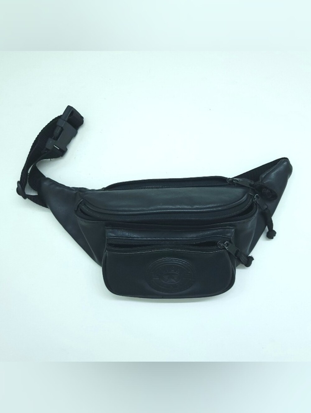 Vintage Flight Pax Fannypack Black Faux Leather 90s